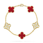 CLOVER 5 MOTIF RED CORNELIAN BRACELET COLLECTION