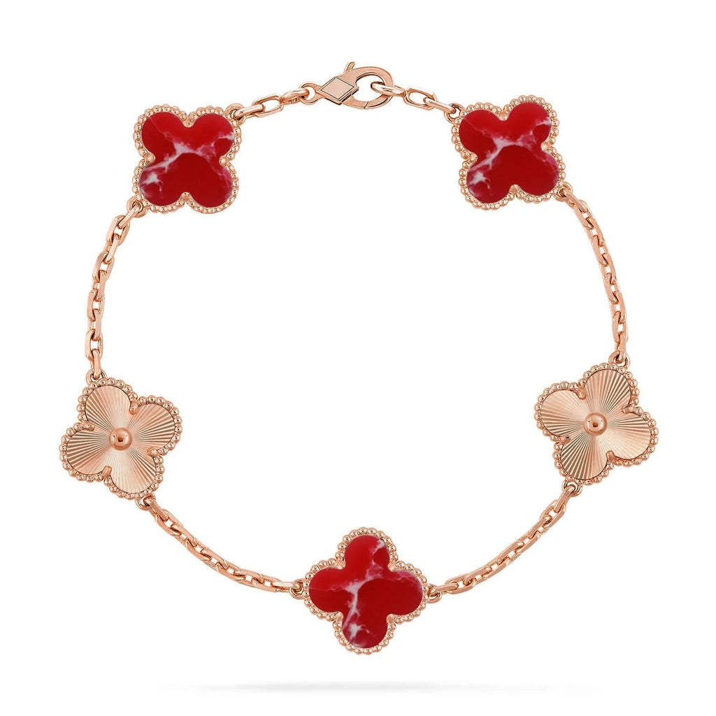 CLOVER 5 MOTIF RED PATTERN BRACELET COLLECTION