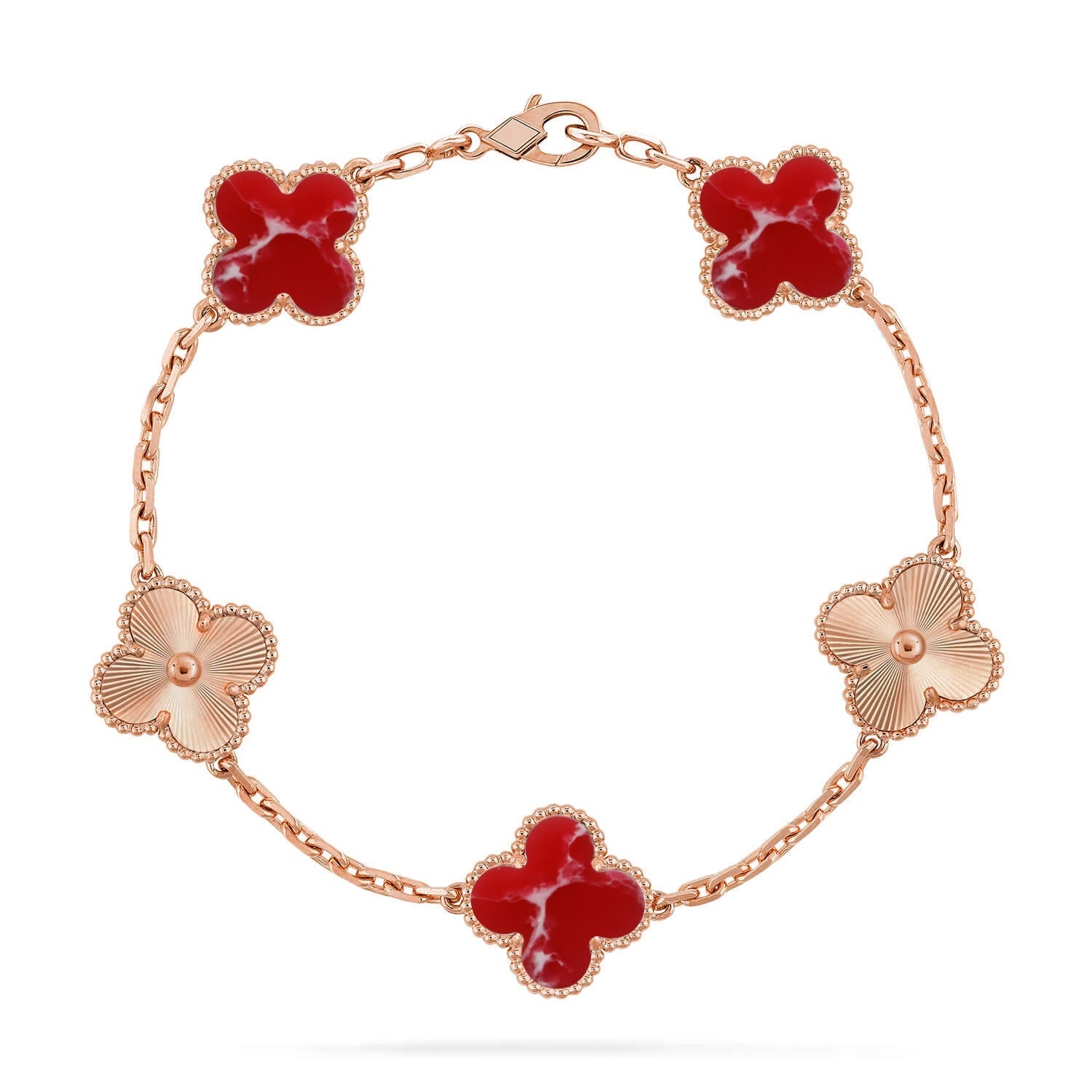 CLOVER 5 MOTIF RED PATTERN BRACELET COLLECTION