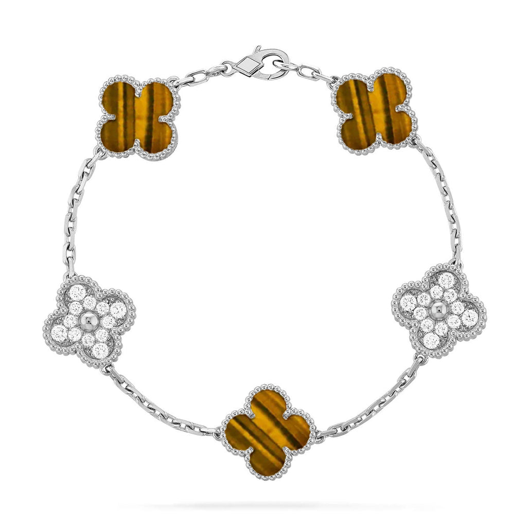 CLOVER 5 MOTIFS TIGER EYE BRACELET COLLECTION