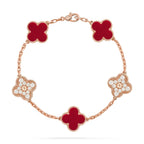 CLOVER 5 MOTIF RED CORNELIAN BRACELET COLLECTION