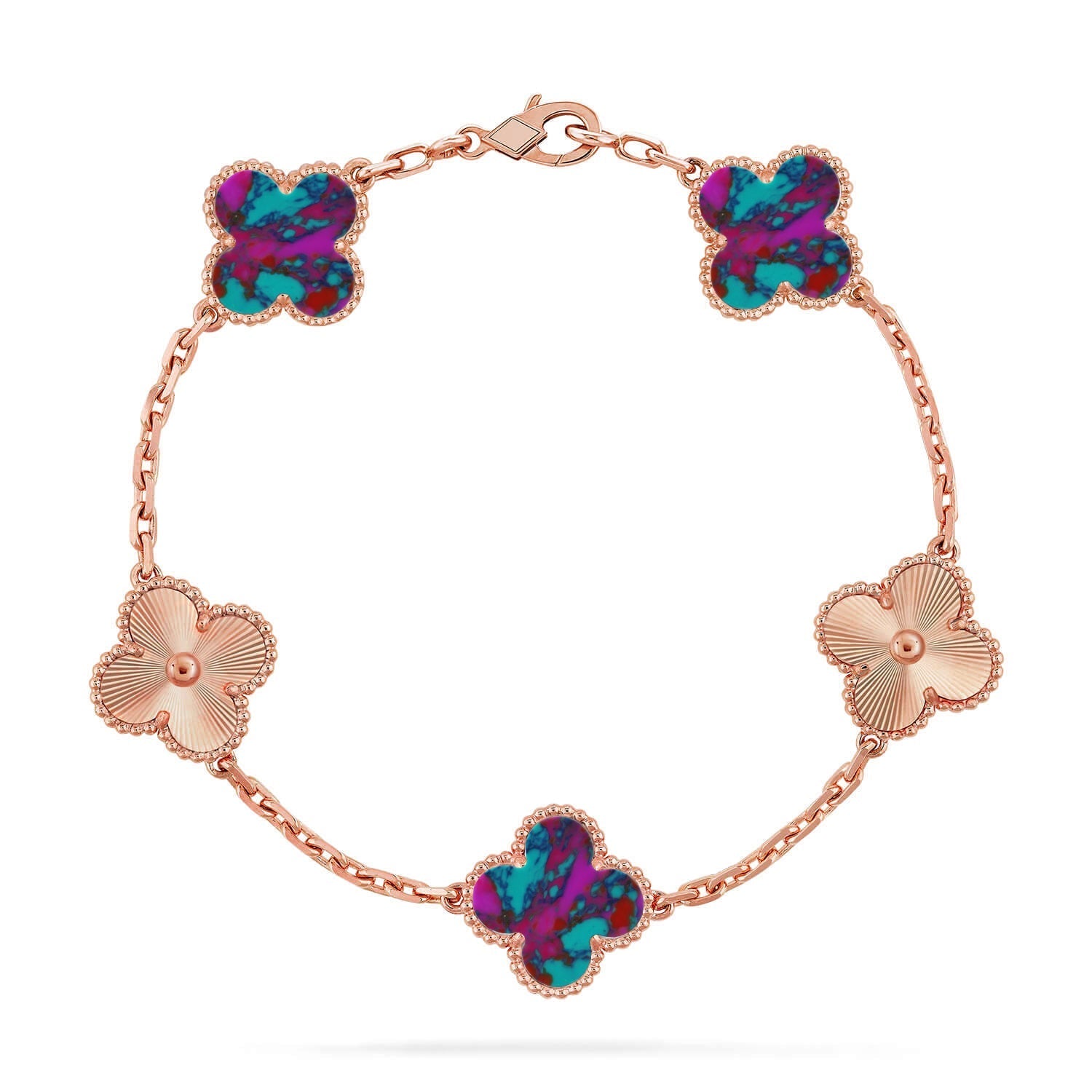 CLOVER 5 MOTIF COLOR GEMSTONES BRACELET COLLECTION