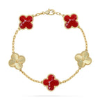 CLOVER 5 MOTIF RED PATTERN BRACELET COLLECTION