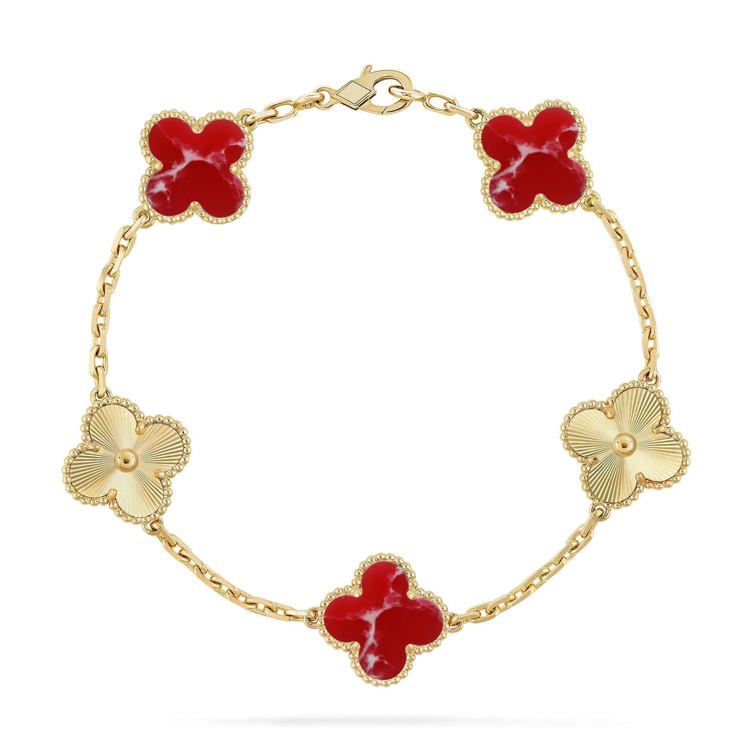 CLOVER 5 MOTIF RED PATTERN BRACELET COLLECTION