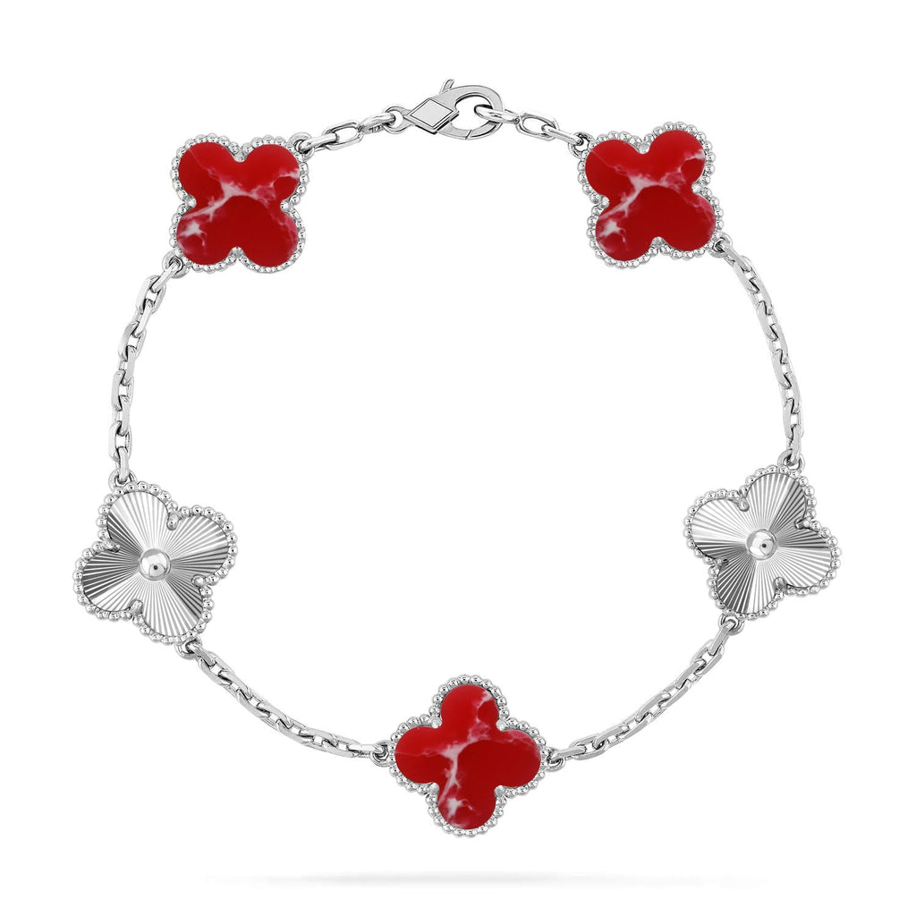 CLOVER 5 MOTIF RED PATTERN BRACELET COLLECTION