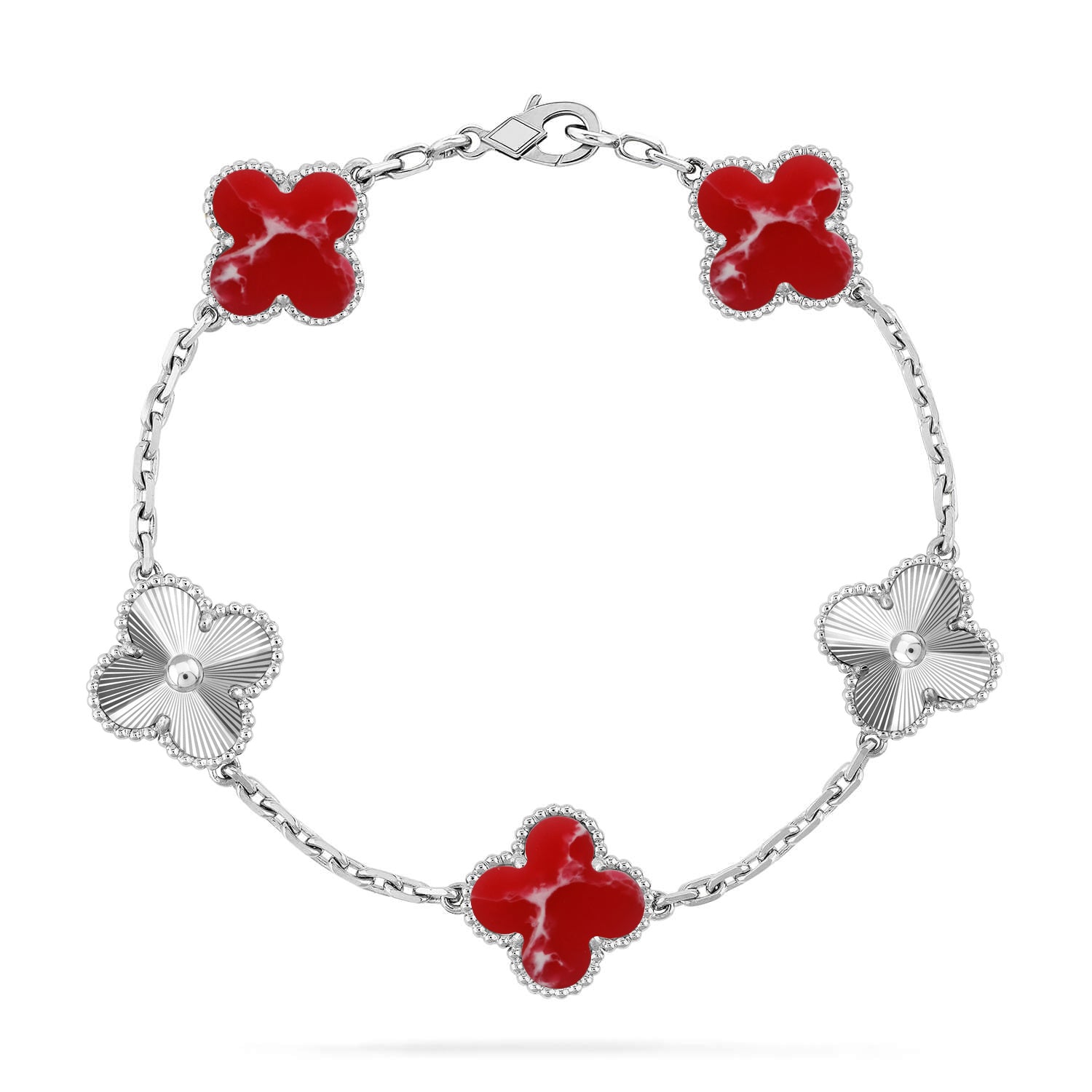 CLOVER 5 MOTIF RED PATTERN BRACELET COLLECTION