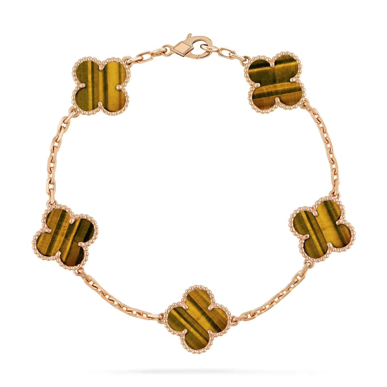 CLOVER 5 MOTIFS TIGER EYE BRACELET COLLECTION