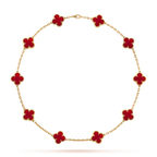 CLOVER 10 MOTIFS CARNELIAN NECKLACE