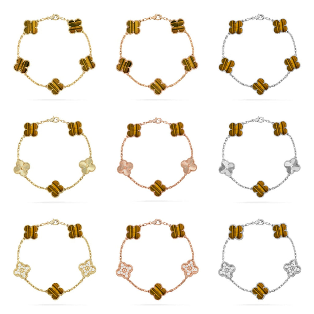 CLOVER 5 MOTIFS TIGER EYE BRACELET COLLECTION