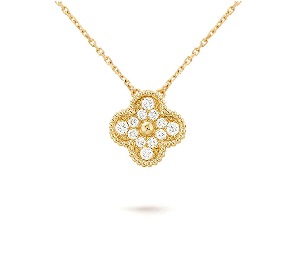 CLOVER 15MM DIAMOND SINGLE FLOWER NECKLACE COLLECTION
