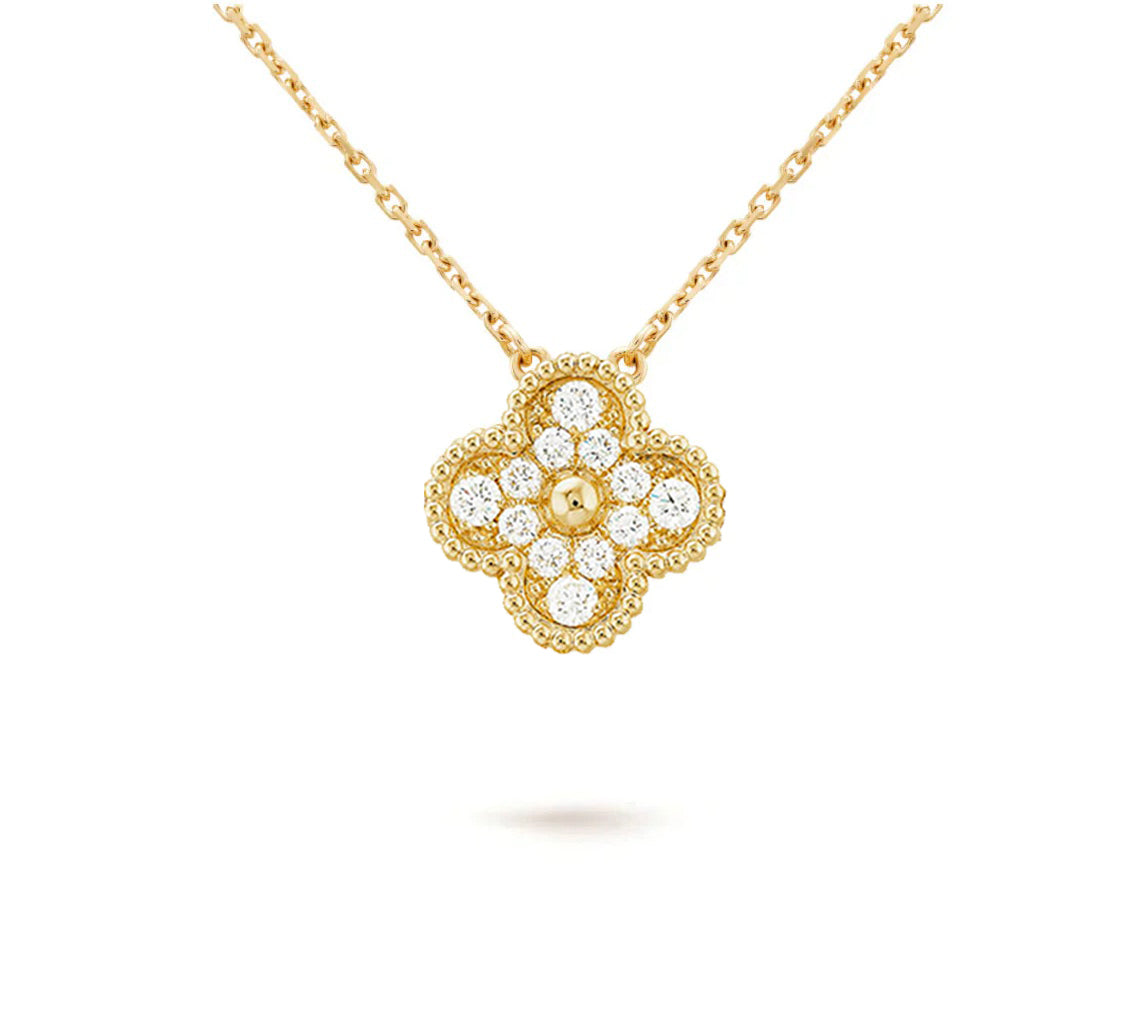 CLOVER 15MM DIAMOND SINGLE FLOWER NECKLACE COLLECTION