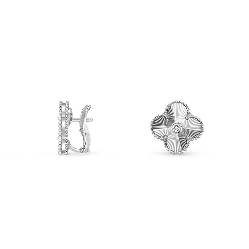 CLOVER SILVER 15MM MOP DIAMOND EARRINGS COLLECTION