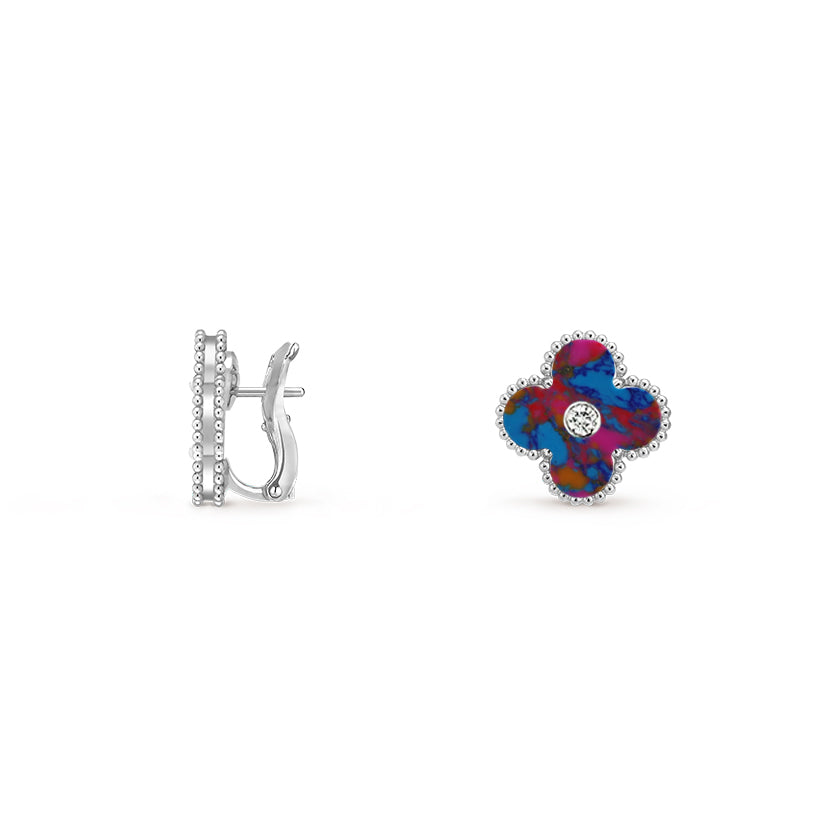 CLOVER SILVER 15MM MOP DIAMOND EARRINGS COLLECTION