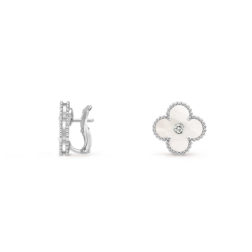 CLOVER SILVER 15MM MOP DIAMOND EARRINGS COLLECTION