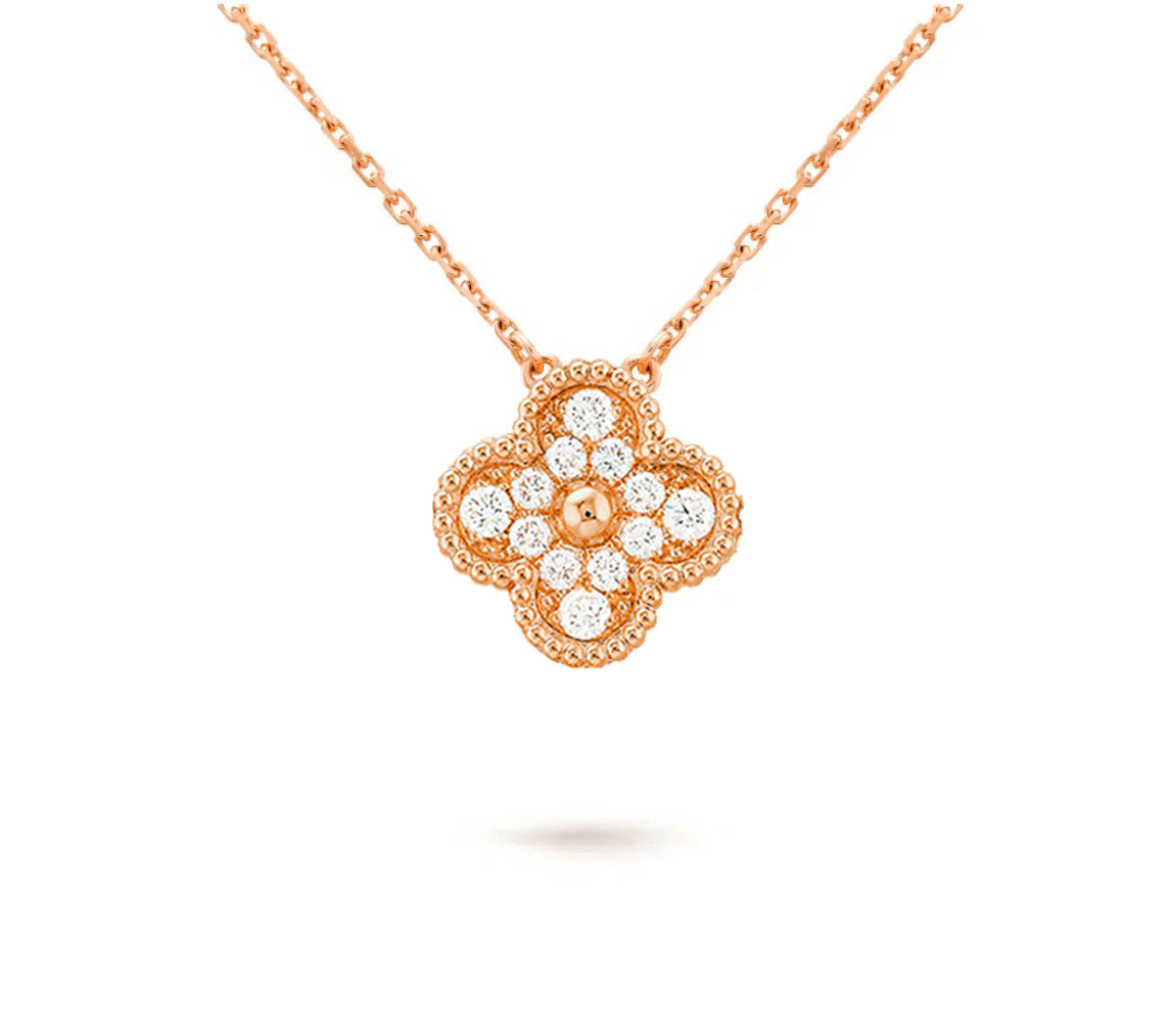 CLOVER 15MM DIAMOND SINGLE FLOWER NECKLACE COLLECTION