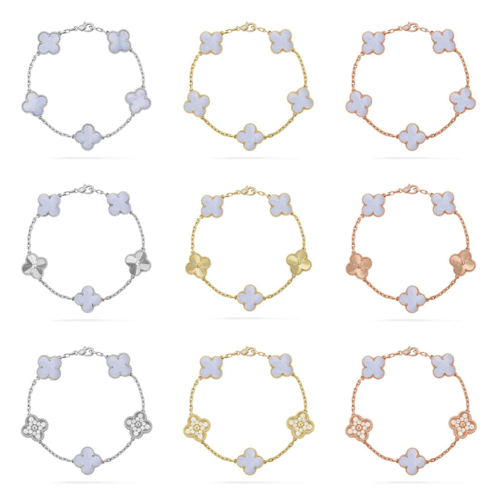 CLOVER 5 MOTIF PURPLE CHALCEDONY BRACELET COLLECTION