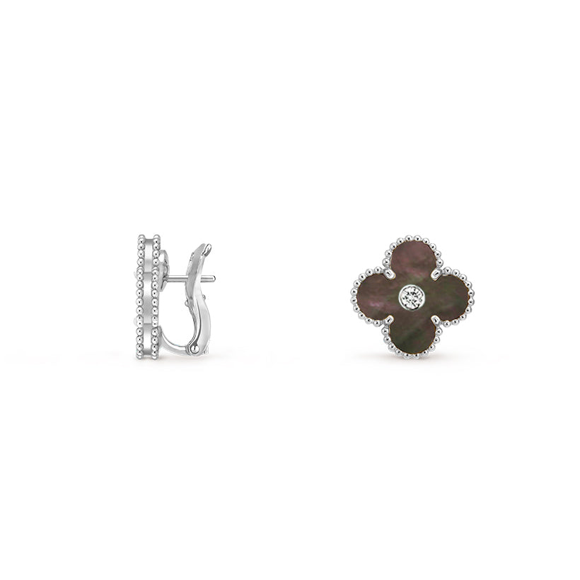 CLOVER SILVER 15MM MOP DIAMOND EARRINGS COLLECTION