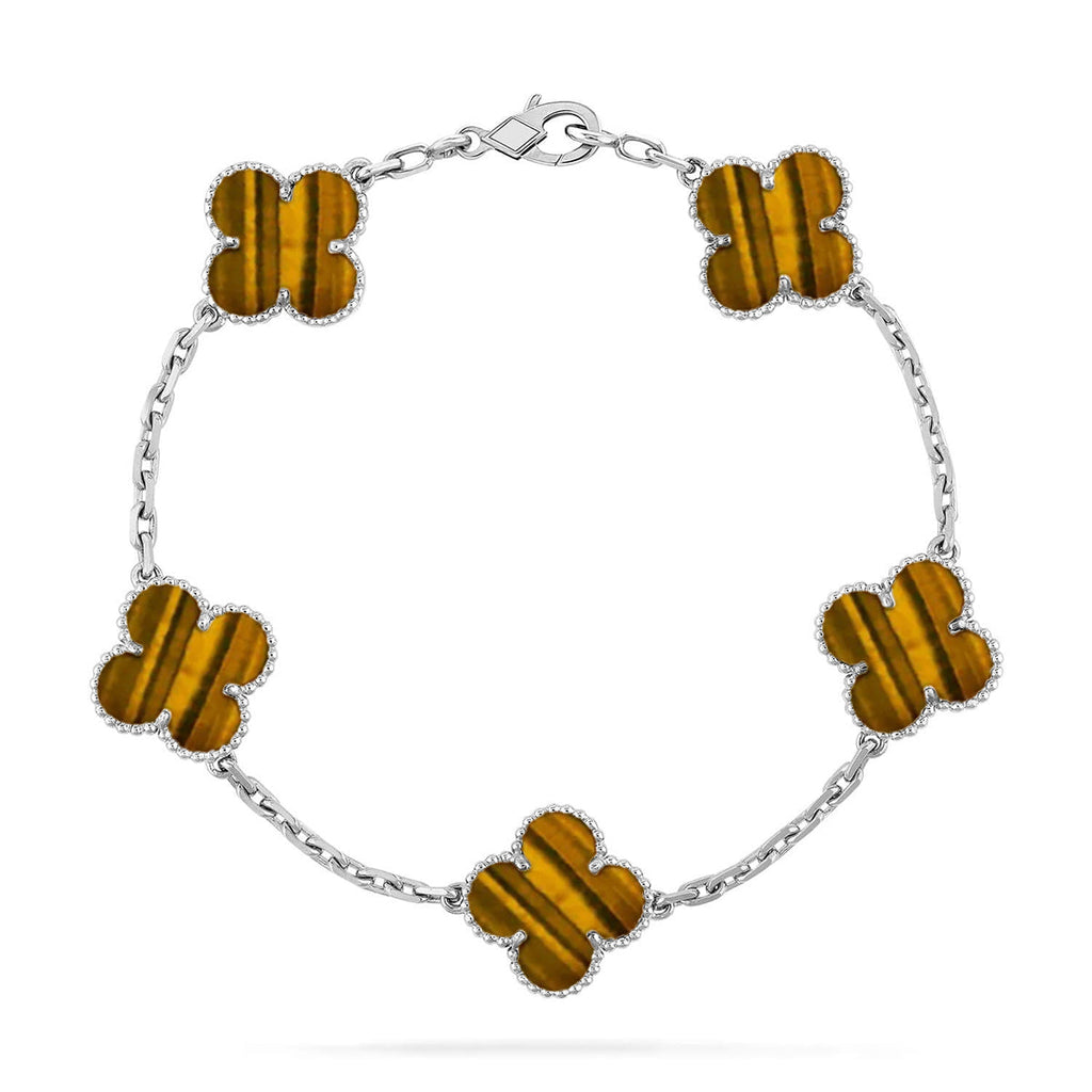 CLOVER 5 MOTIFS TIGER EYE BRACELET COLLECTION