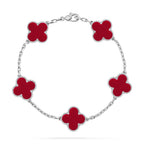 CLOVER 5 MOTIF RED CORNELIAN BRACELET COLLECTION