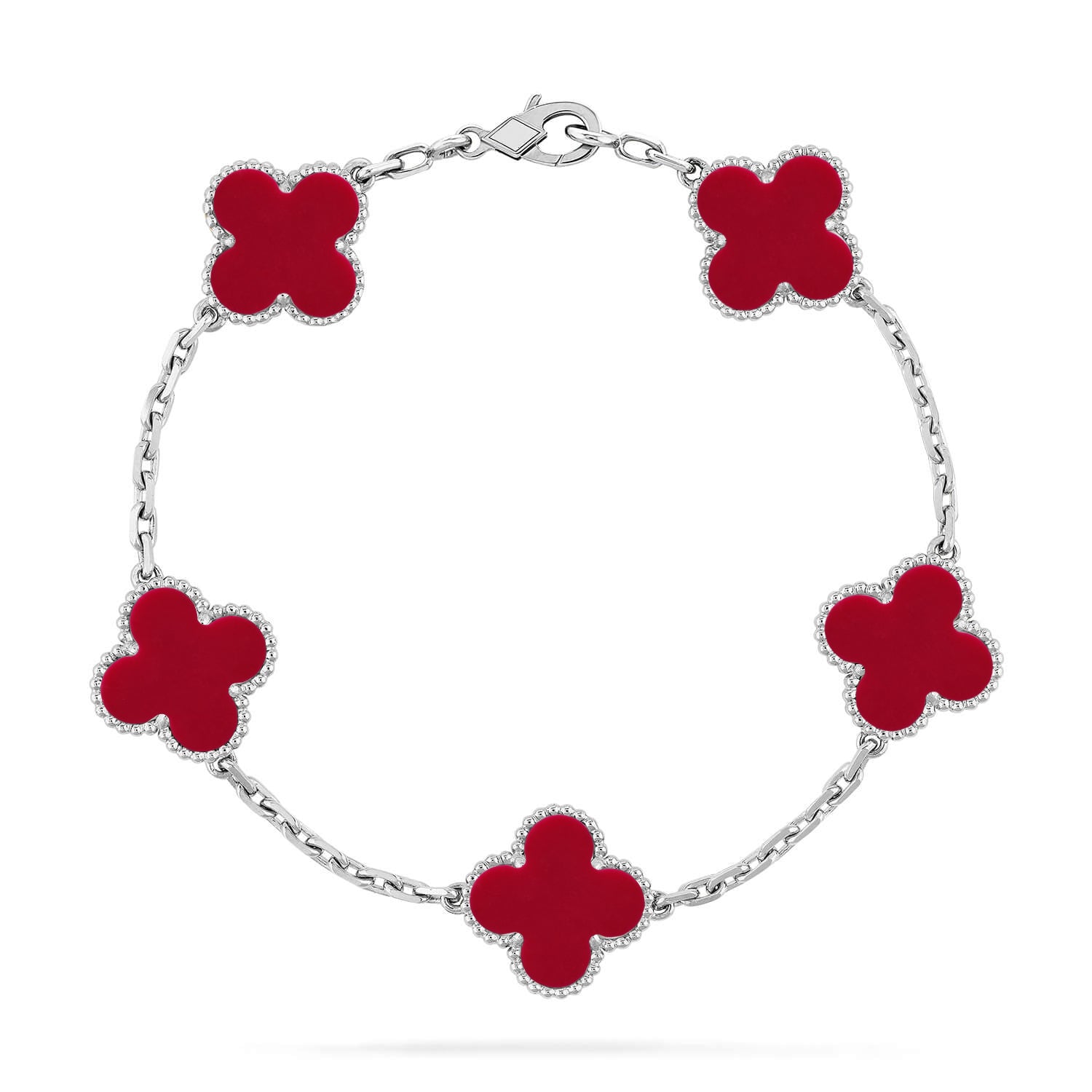 CLOVER 5 MOTIF RED CORNELIAN BRACELET COLLECTION