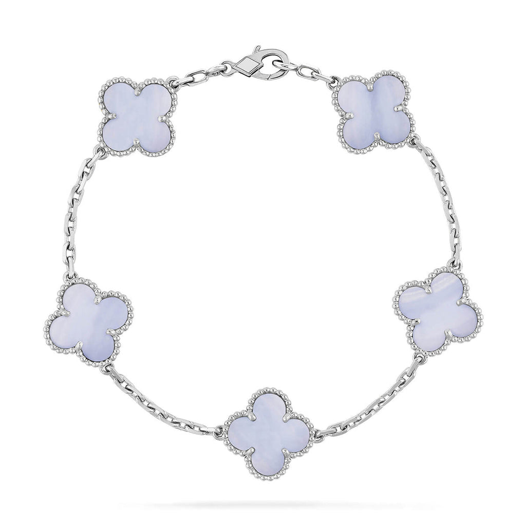 CLOVER 5 MOTIF PURPLE CHALCEDONY BRACELET COLLECTION