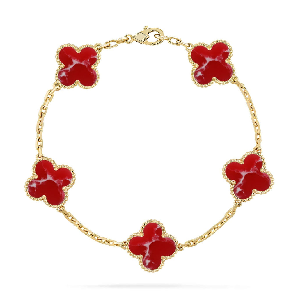 CLOVER 5 MOTIF RED PATTERN BRACELET COLLECTION