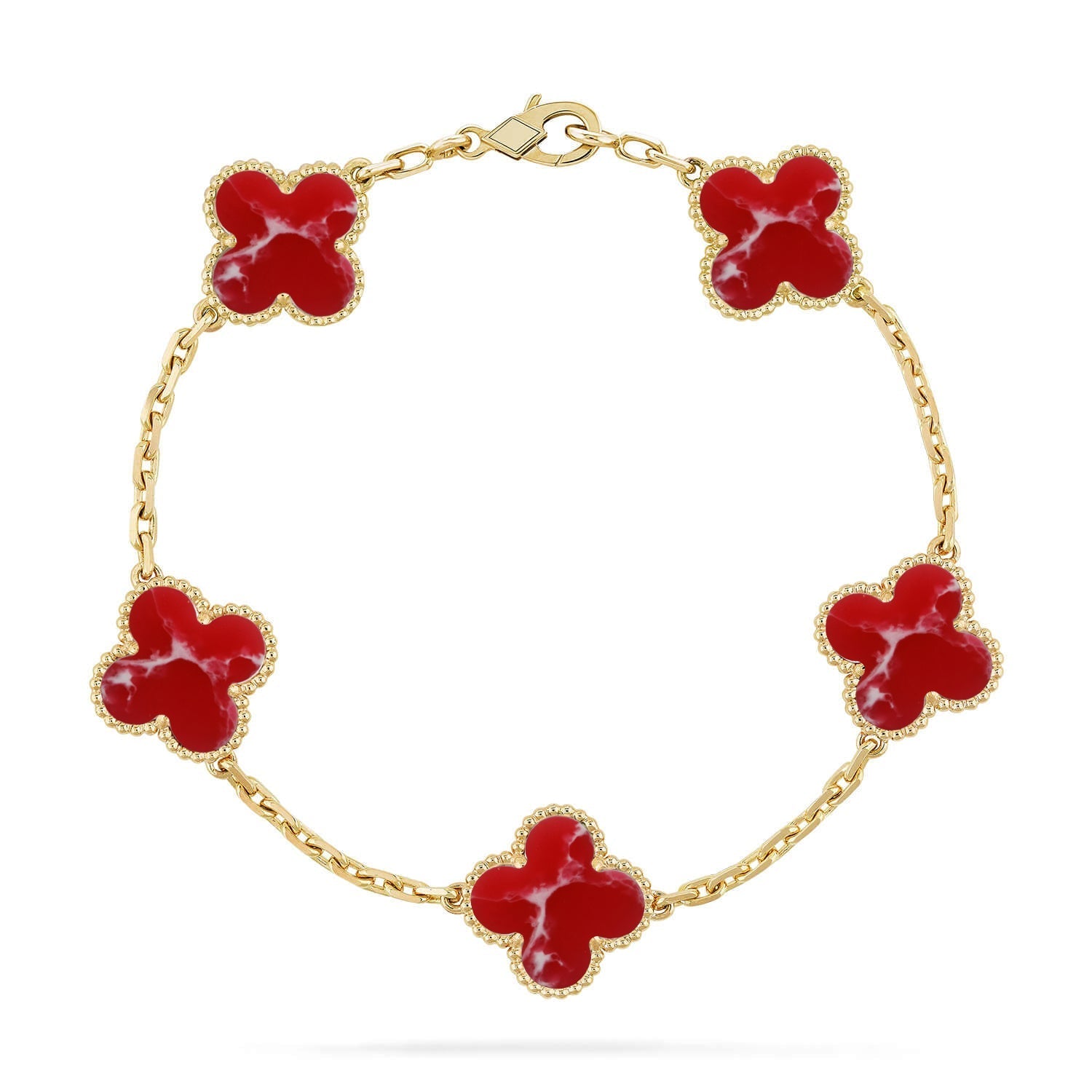 CLOVER 5 MOTIF RED PATTERN BRACELET COLLECTION