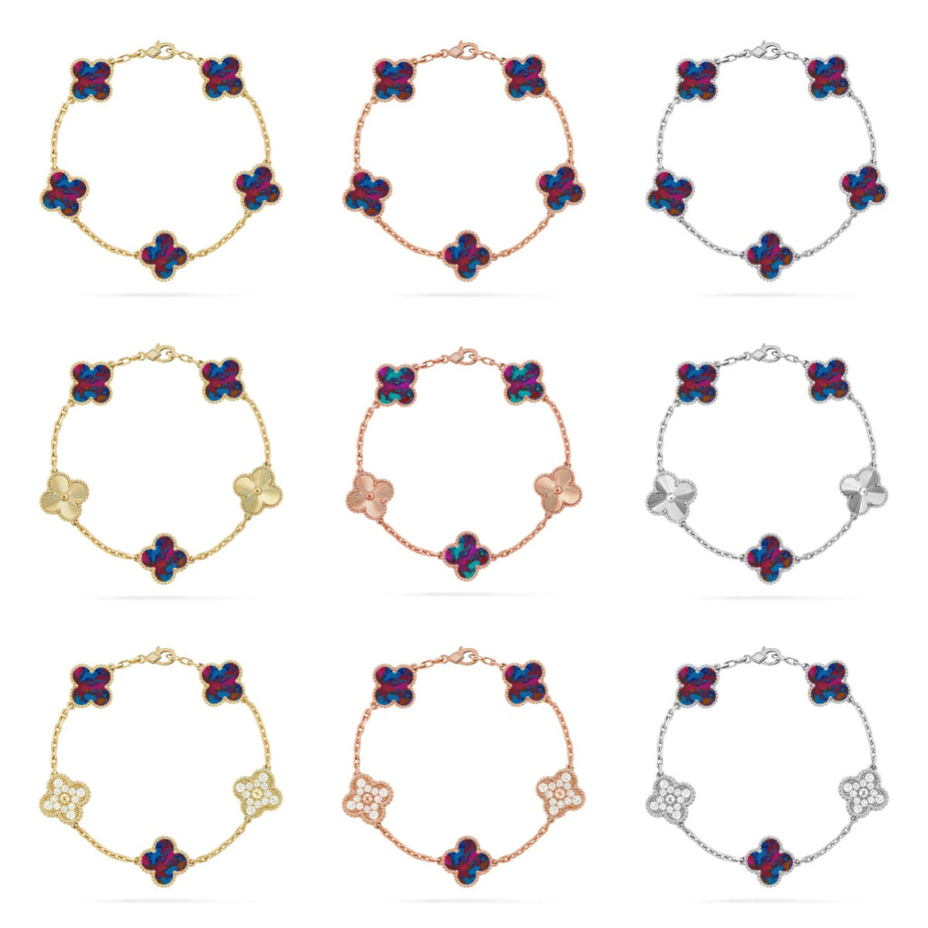 CLOVER 5 MOTIF COLOR GEMSTONES BRACELET COLLECTION