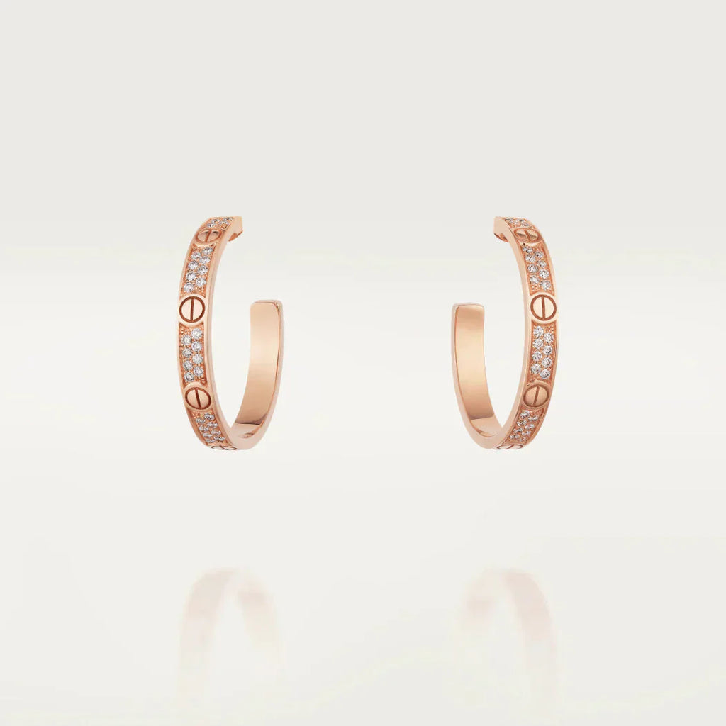 LOVE DIAMOND PINK GOLD HOOP EARRINGS