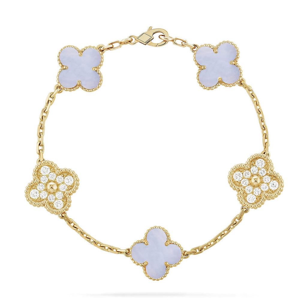 CLOVER 5 MOTIF PURPLE CHALCEDONY BRACELET COLLECTION
