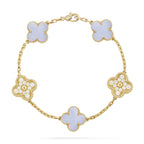 CLOVER 5 MOTIF PURPLE CHALCEDONY BRACELET COLLECTION