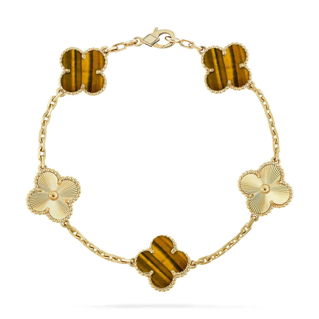 CLOVER 5 MOTIFS TIGER EYE BRACELET COLLECTION