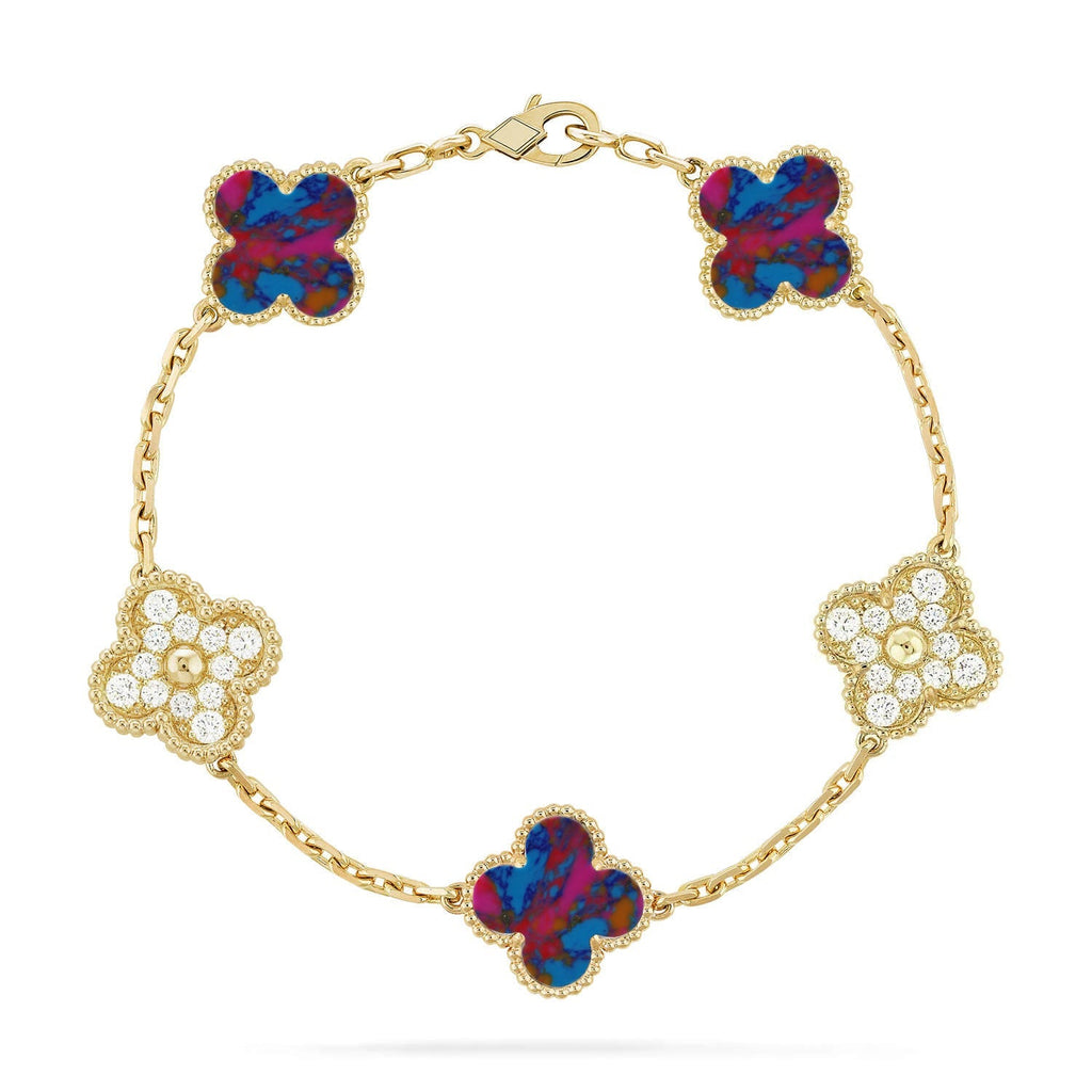 CLOVER 5 MOTIF COLOR GEMSTONES BRACELET COLLECTION