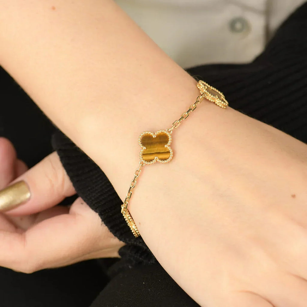 CLOVER 5 MOTIFS TIGER EYE BRACELET COLLECTION