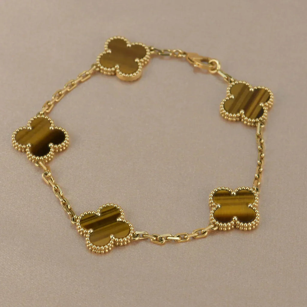 CLOVER 5 MOTIFS TIGER EYE BRACELET COLLECTION