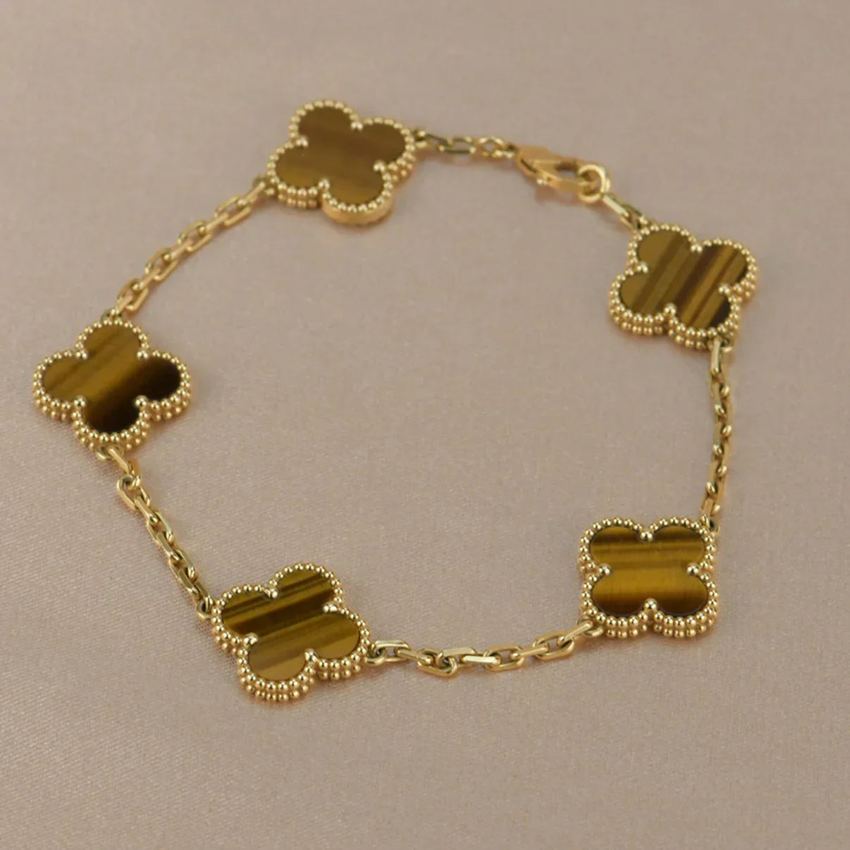 CLOVER 5 MOTIFS TIGER EYE BRACELET COLLECTION