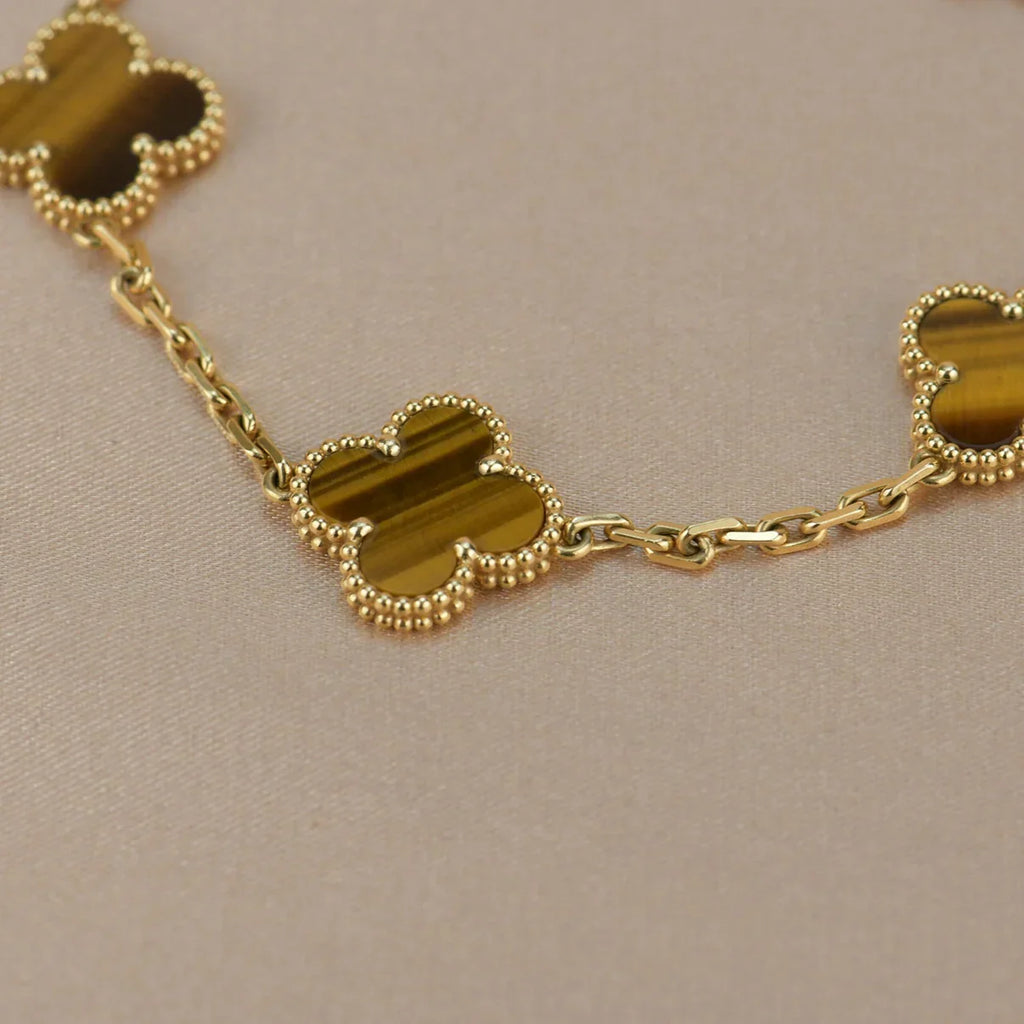 CLOVER 5 MOTIFS TIGER EYE BRACELET COLLECTION