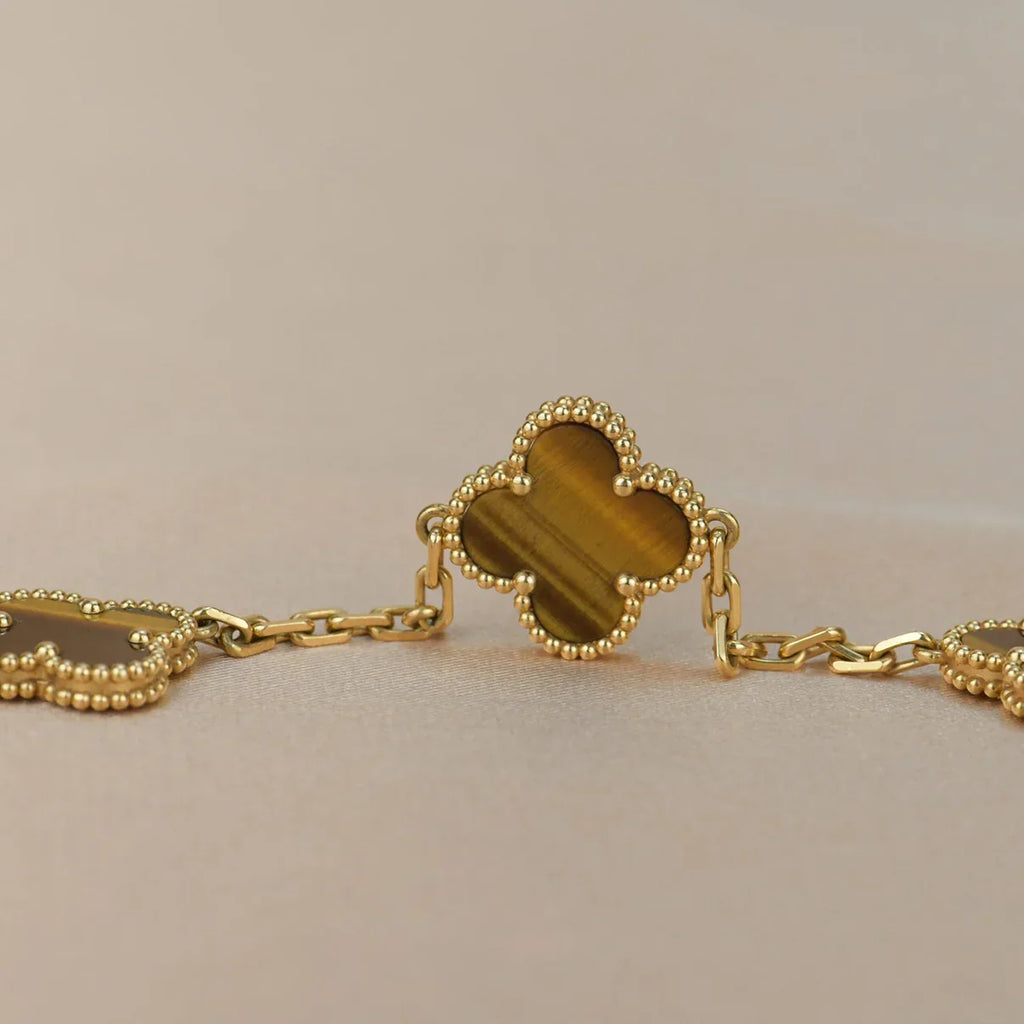 CLOVER 5 MOTIFS TIGER EYE BRACELET COLLECTION