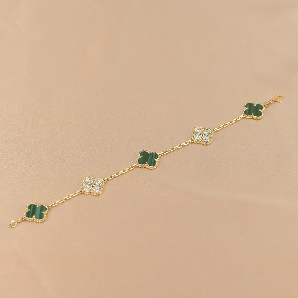 CLOVER 5 MOTIF MALACHITE BRACELET COLLECTION