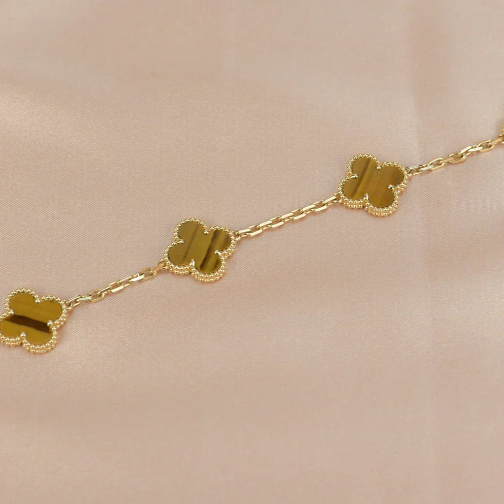 CLOVER 5 MOTIFS TIGER EYE BRACELET COLLECTION