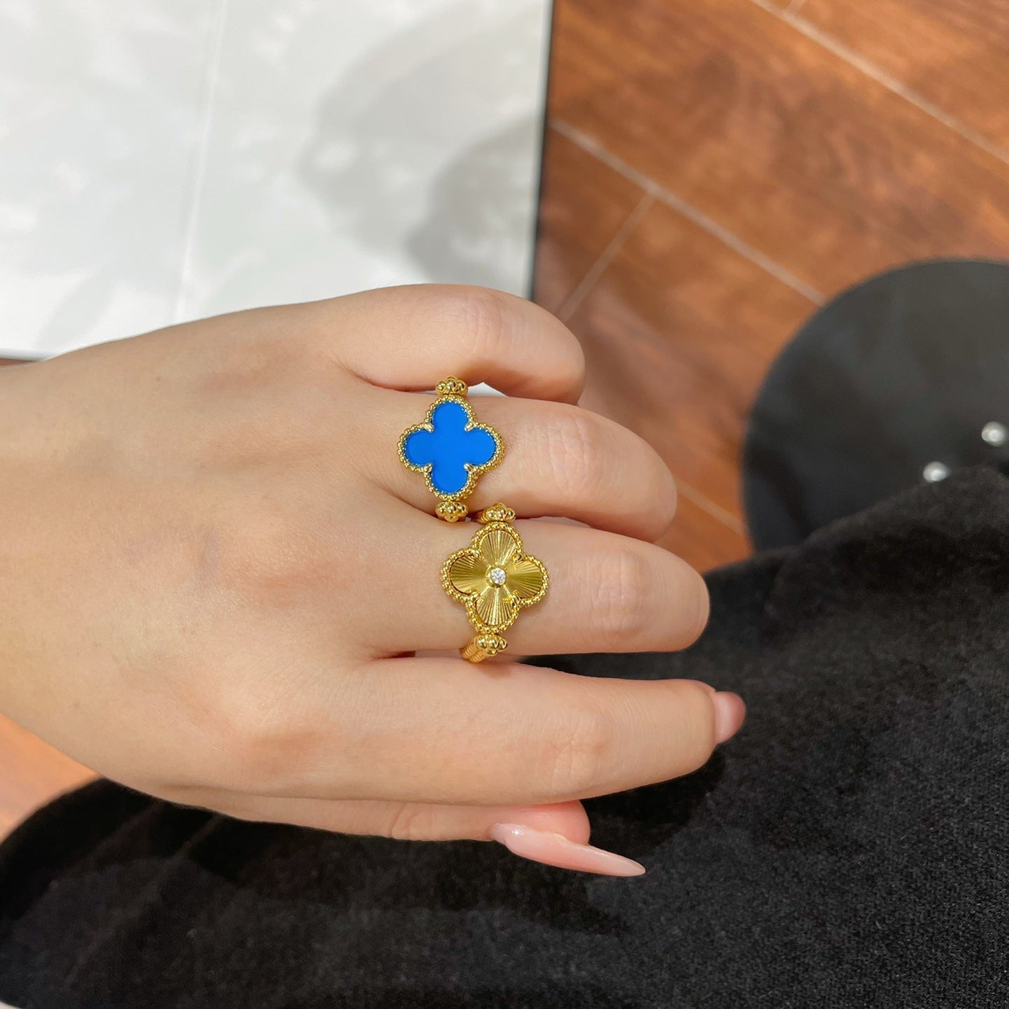 CLOVER RIVERSIBLE RING GOLD COLLECTION