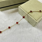 CLOVER 6 MOTIF RED AGATE BRACELET