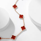 CLOVER 10 MOTIFS CARNELIAN NECKLACE