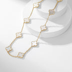 CLOVER 10 MOTIFS WHITE MOTHER OF PEARL NECKLACE