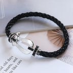 FORCE LARGE HORSESHOE BLACK DIAMOND BRACELET SILVER