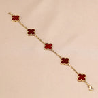 CLOVER 5 MOTIF RED CORNELIAN BRACELET COLLECTION