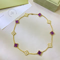 CLOVER 10 MOTIFS  PURPLE VIOLET DIAMOND NECKLACE