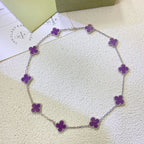 CLOVER 10 MOTIFS  PURPLE VIOLET  NECKLACE