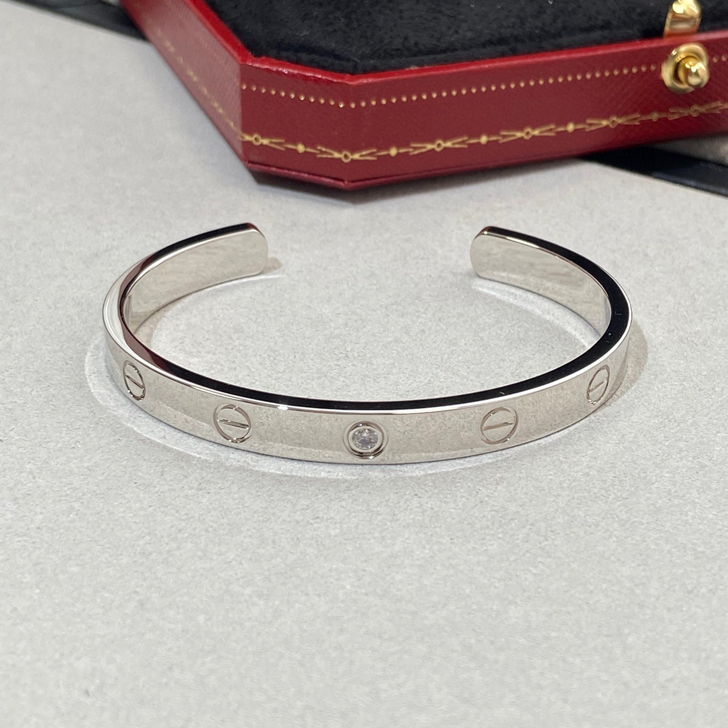 LOVE BRACELET 6.1MM 1 DIAMOND OPEN CUFF