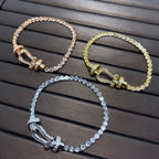 FORCE  LARGE HORSESHOE FULL DIAMOND TENNIS BRACELET